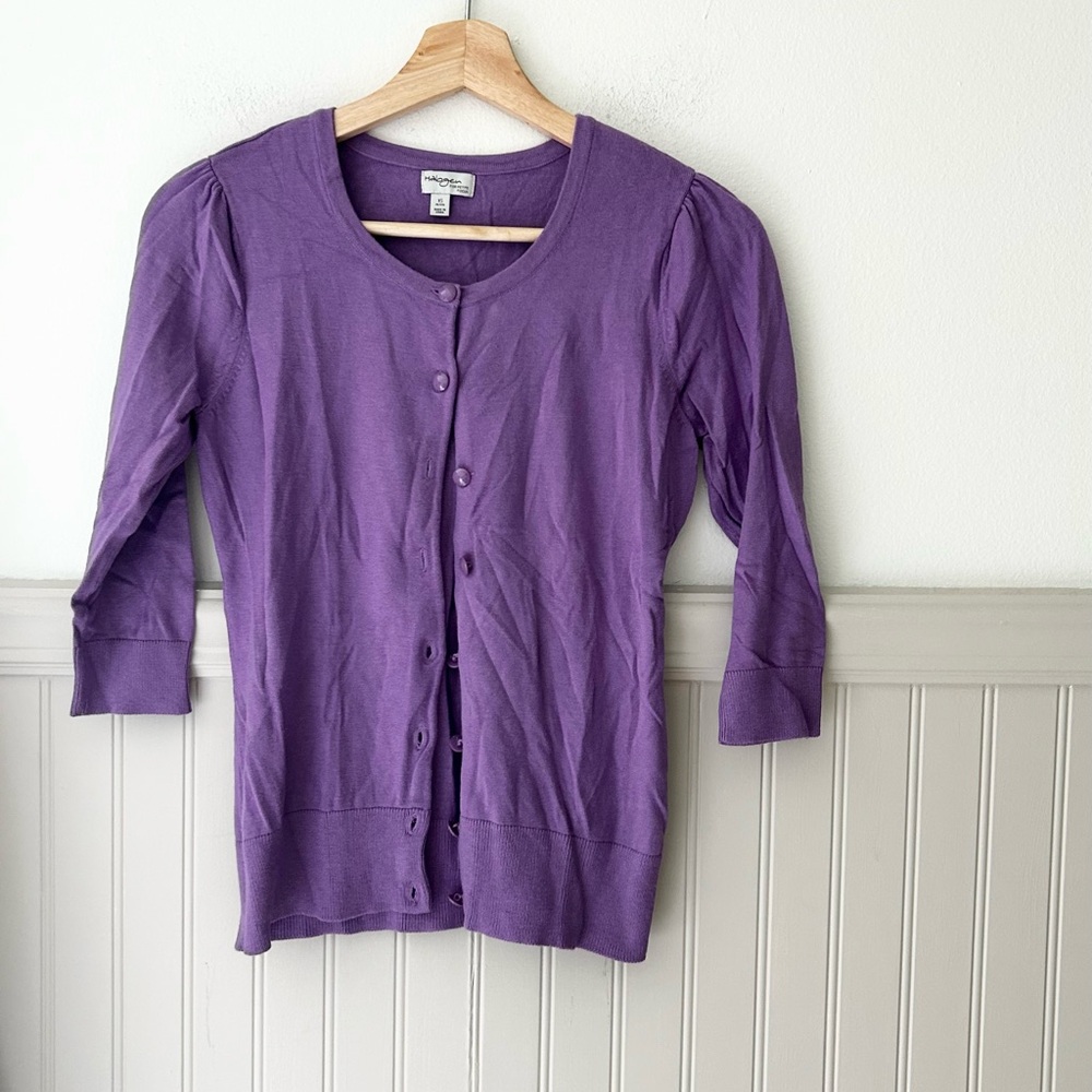 Halogen Petite XS Lavender Purple Button Cardigan 3/4 Sleeve